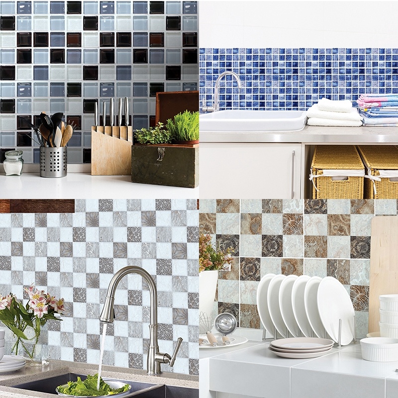 Self Adhesive Tile Sticker Kitchen Backsplash Bathroom Wall Tile Stickers Decor Waterproof Tiles Ze Shopee Philippines