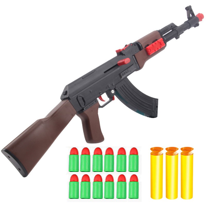 Manual AK47 Soft Rubber Ball Bullet Toy Rifle Airsoft Shooting Gun