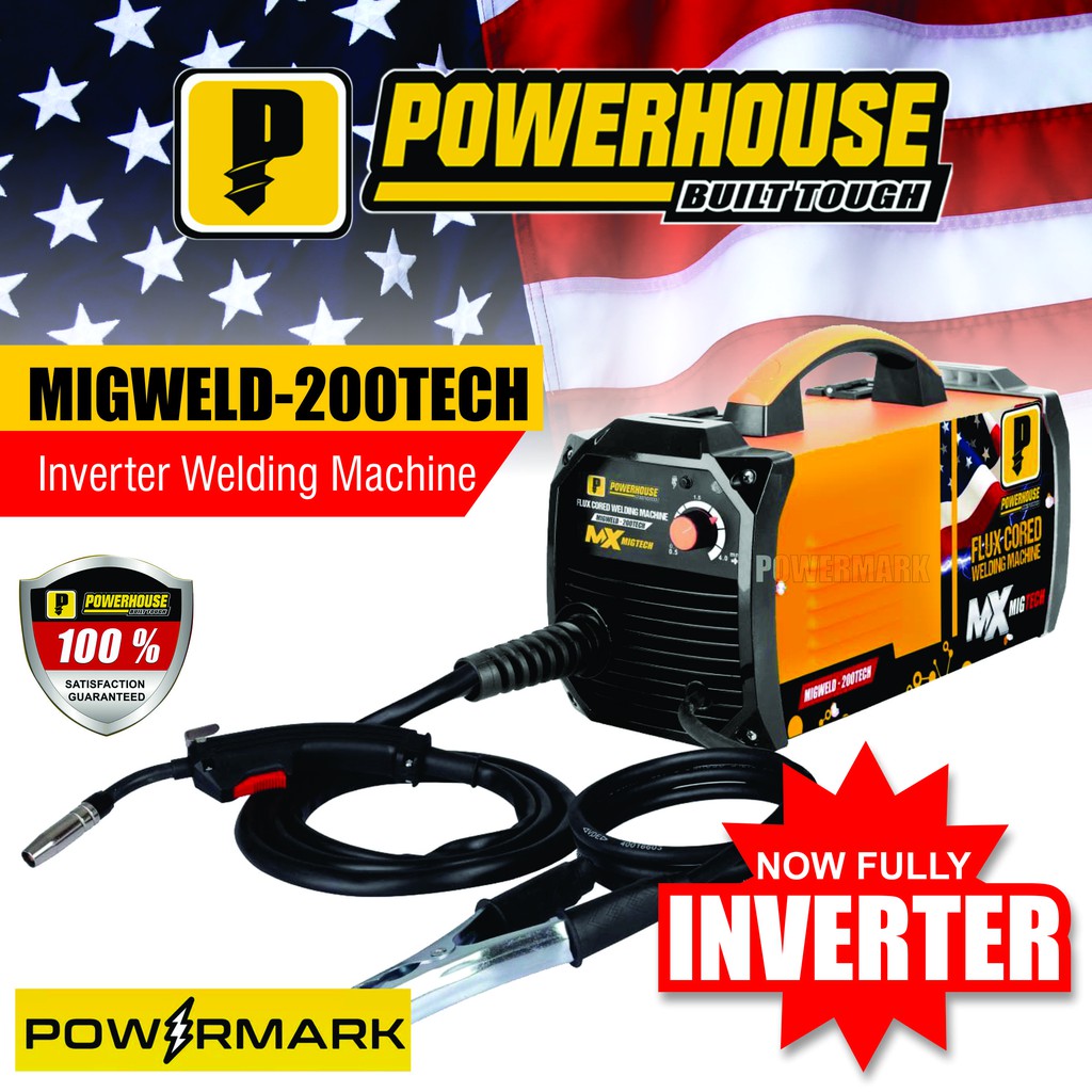 Powerhouse MIGWELD-200TECH Inverter Gasless MIG Welding Machine (Flux