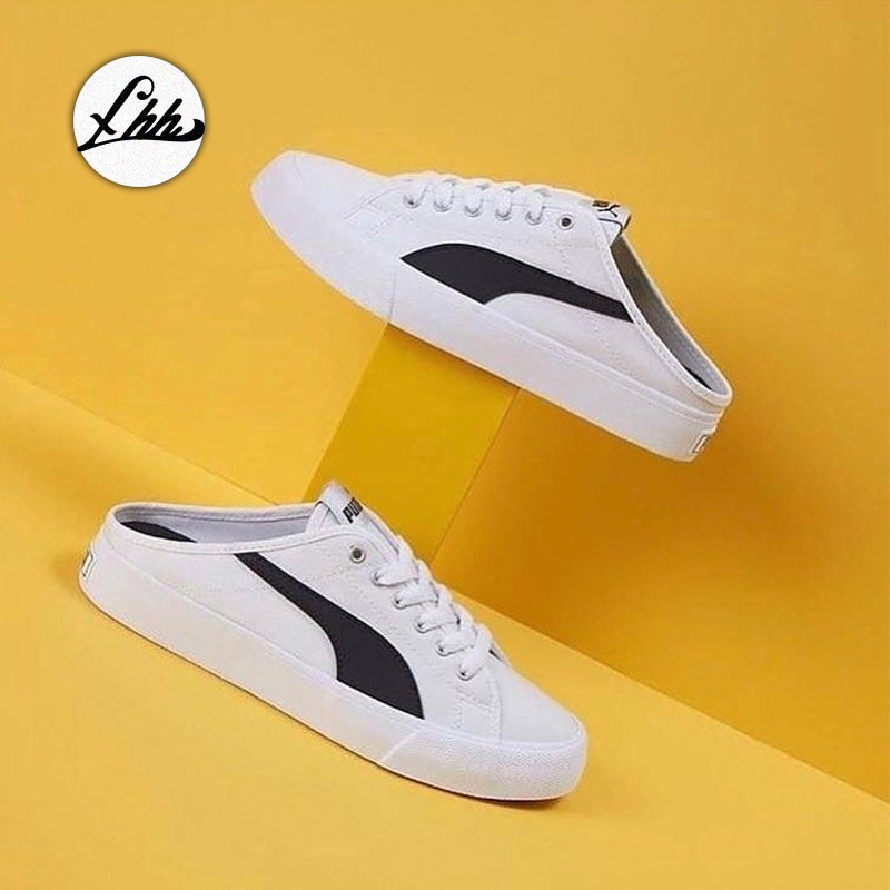 2 colors PUMA Puma Bari Mule black and white canvas shoes board shoes  371318-01 02 | Shopee Philippines