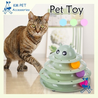 【Pet Toy】Interactive Toys Cats Four-tier Turntable Pet Intellectual Track Tower Funny Cat Toy