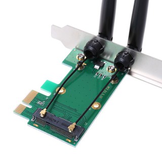 Psy Wireless Card WiFi Mini PCI-E Express to PCI-E Adapter 2 Antenna