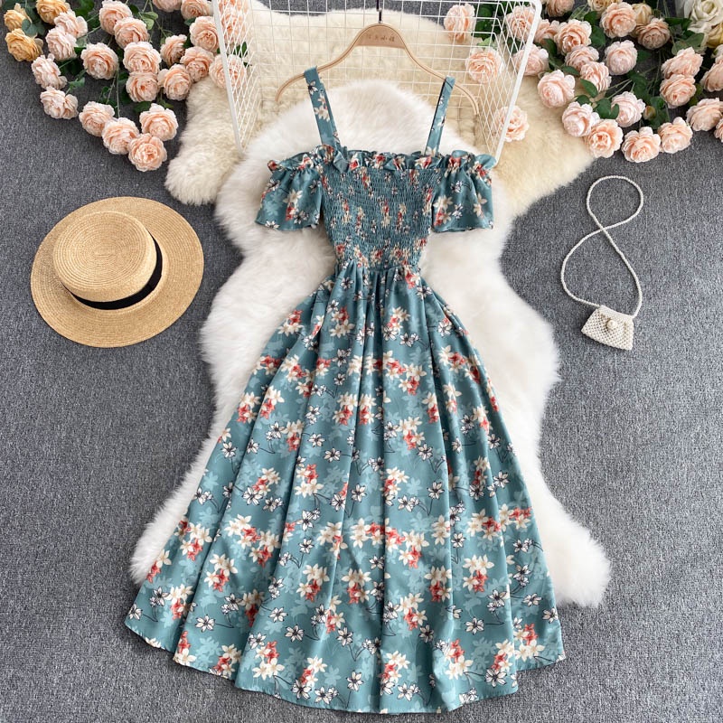 Strapless Floral Dress For Women Summer Fashion Sexy Slim Midi Sing ...