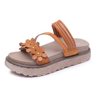 brown platform flip flops