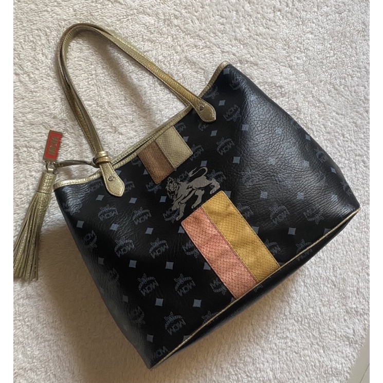 Authentic MCM Black Visetos Princess Lion Tote Shopee Philippines