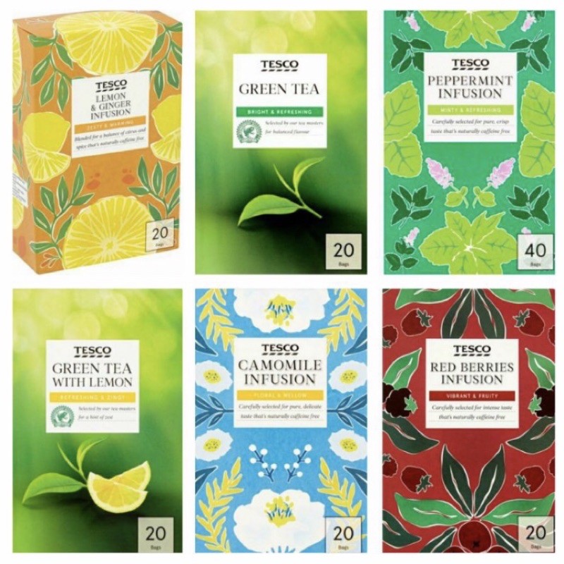 Tesco UK Teas Ginger Lemon/Peppermint/Green Tea lemon/ Red berries