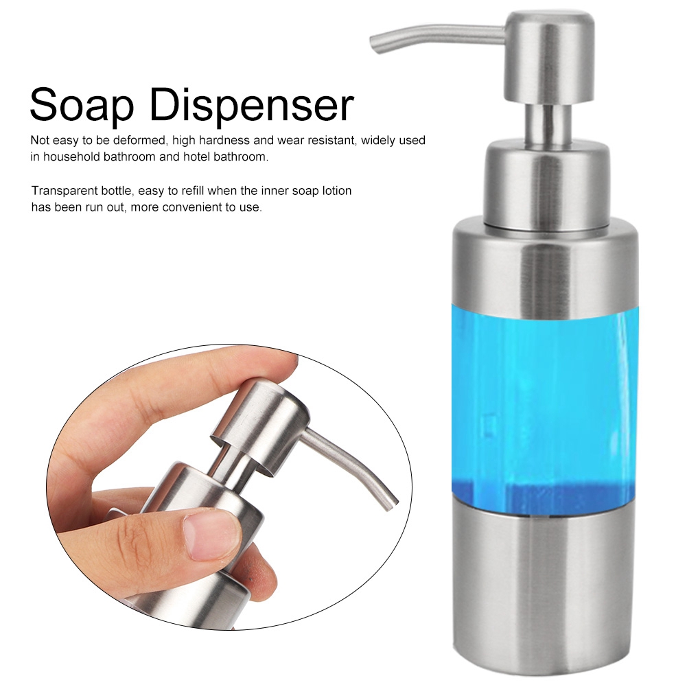 150 Ml Soap Dispenser Bottle Transparent Stainless Steel