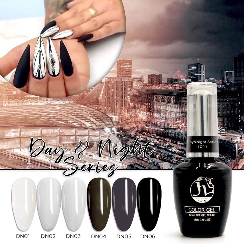 JL Essentials Color Gel Polish Day & Night Series DN white black 15ml