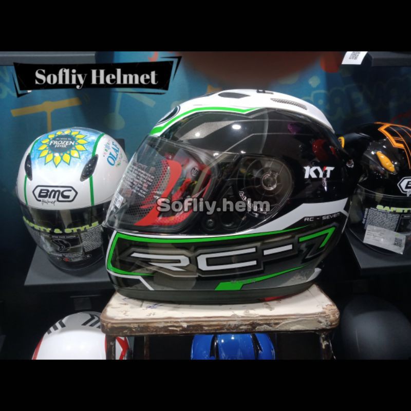 Kyt Rc7 Helmet Motif 14 Black White Green Fluo Kyt Helmet Rc 7 Rc Seven Full Face Shopee Philippines