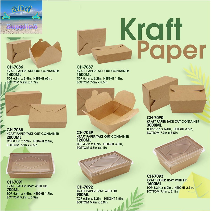 Kraft Paper Container Large sizes (10 Pieces) Shopee Philippines