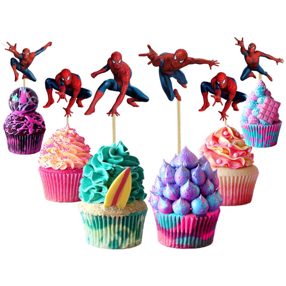 24pcs spiderman cupcake toppings spiderman cake decoration set ...