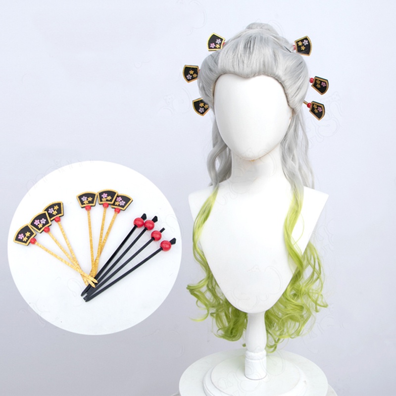 Demon Slayer Daki Wig Hairpins Upper Rank Six Silver To Lime Green Wig