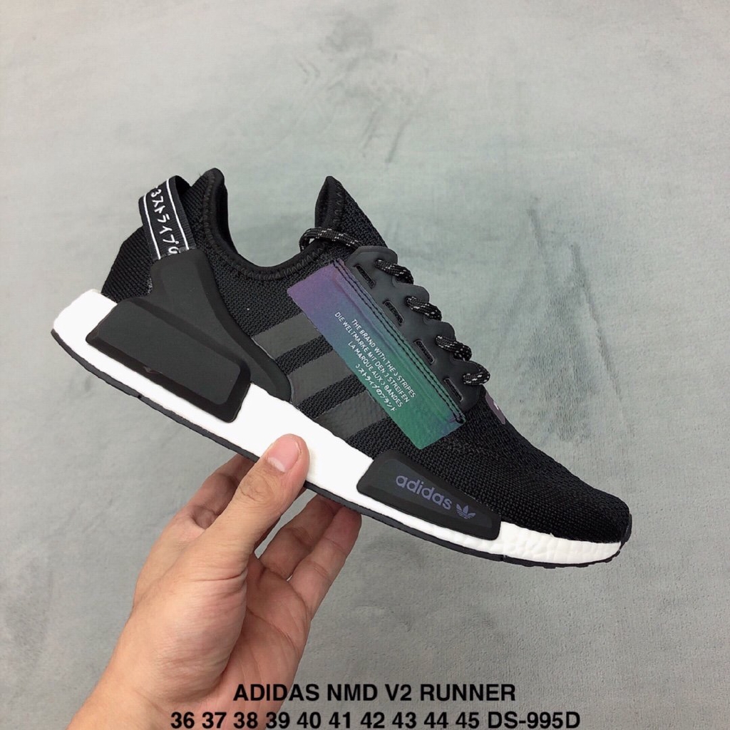 Original] Adidas NMD V2 RUNNER Casual Couple Running Shoes Black Sneakers |  Shopee Philippines