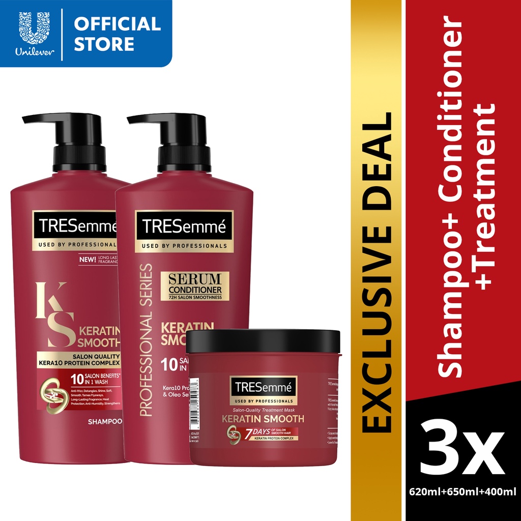 Tresemme Keratin Smooth Shampoo 620ml Serum Conditioner 650ml Treatment 400ml Shopee