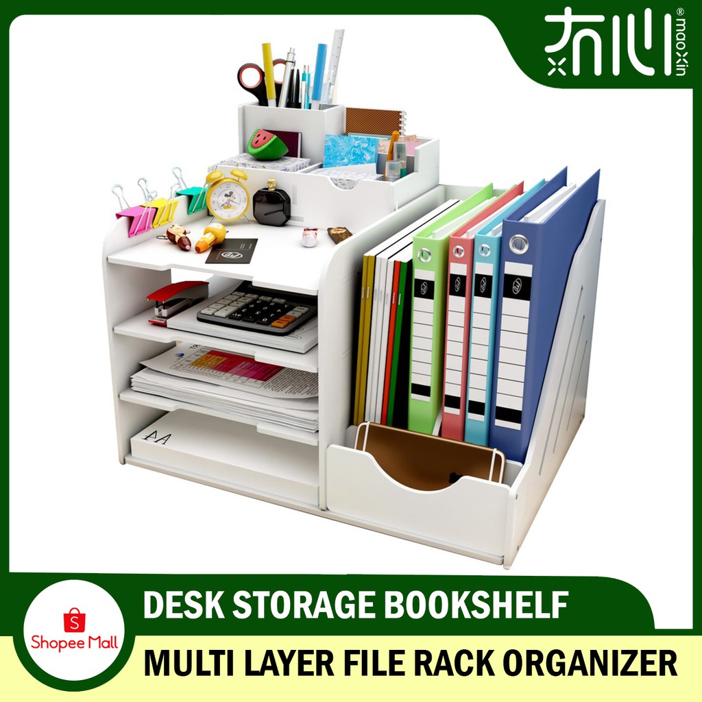 Desk Storage Bookshelf Folder Book Office Paper Storage Box File Rack