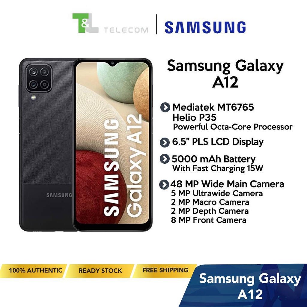 Samsung Galaxy A12 4GB+ 64GB ROM DUAL SIM LTE BRAND NEW SET/ FREE