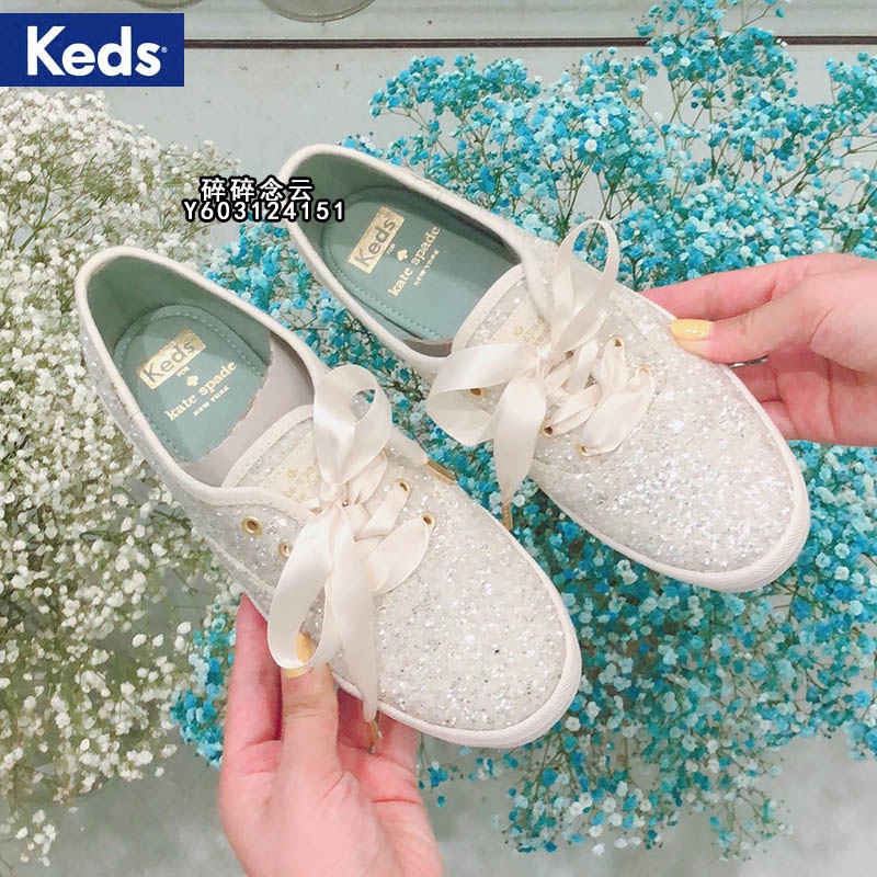 Recommendation!Keds Katespade Joint Cooperation Style Flat Wedding Shoes  Sequined Ribbon Casual Sweet Single Good Quality | Shopee Philippines