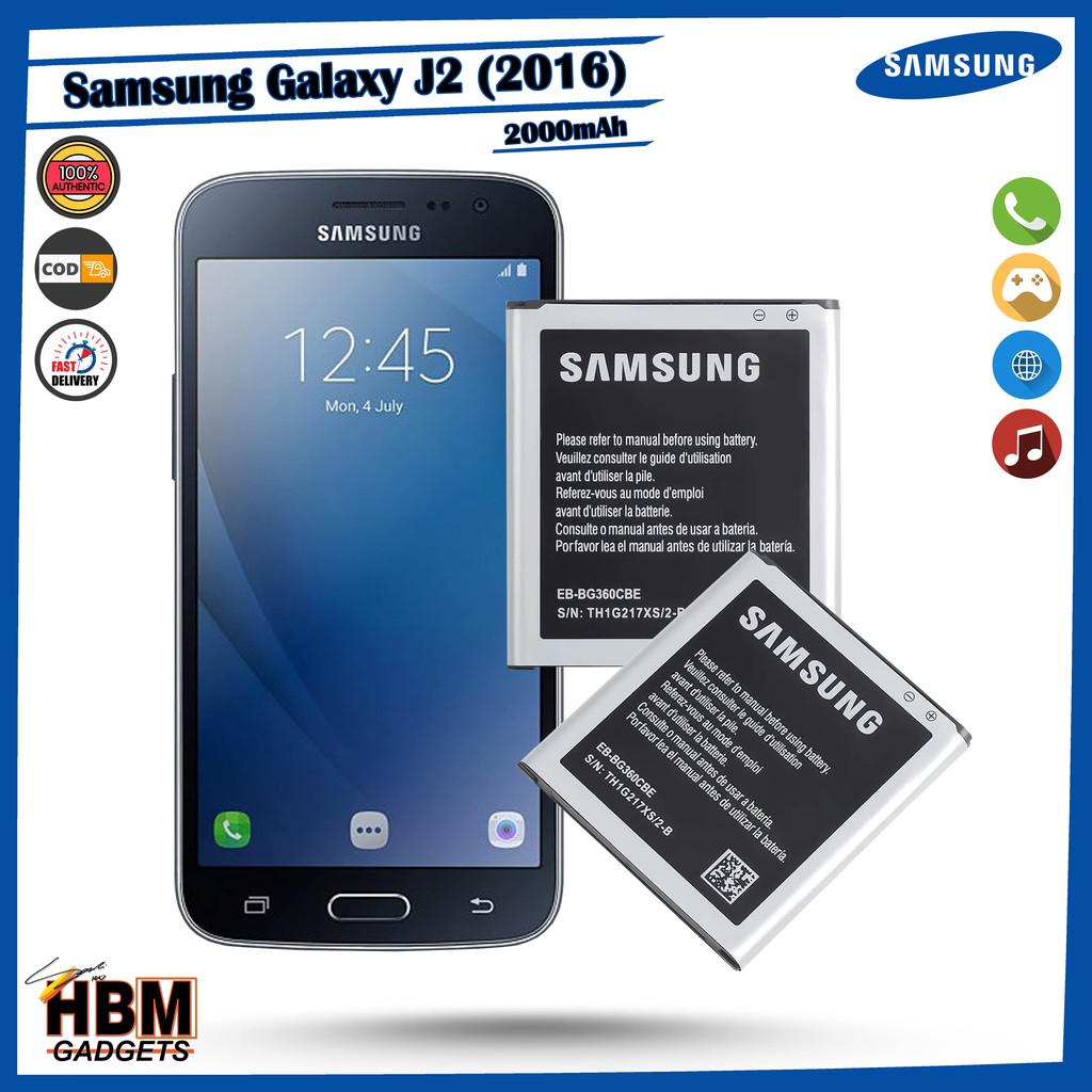 Samsung Galaxy J2 16 Battery Model Eb Bg360cbe 00mah Battery Manufacture Shopee Philippines