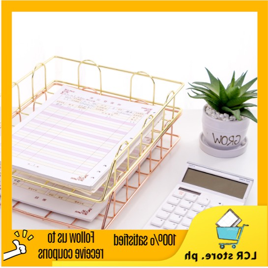 HOT 1 PCS Gold/Rose Gold Stackable Paper Tray/Holder Office Stationery