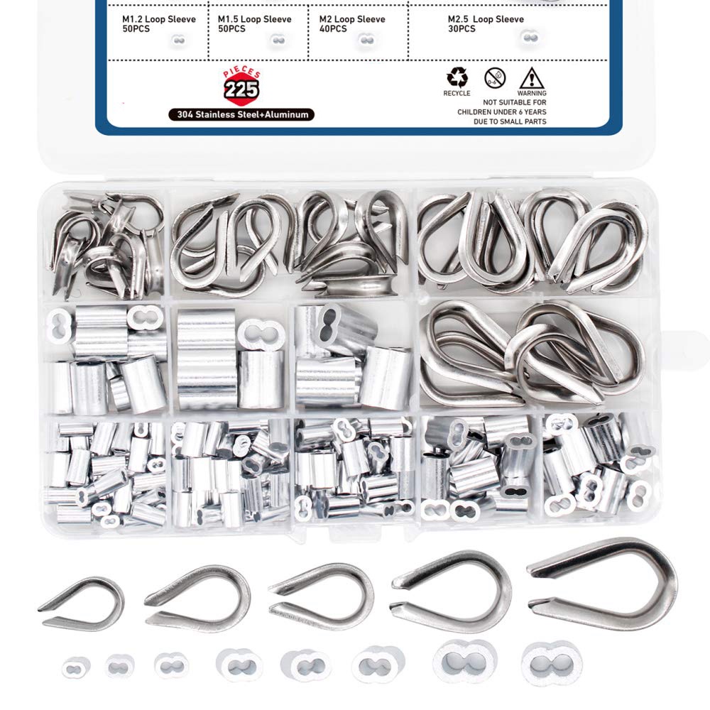 304 Stainless Steel Wire Rope Thimble and Aluminum Crimping Loop Sleeve