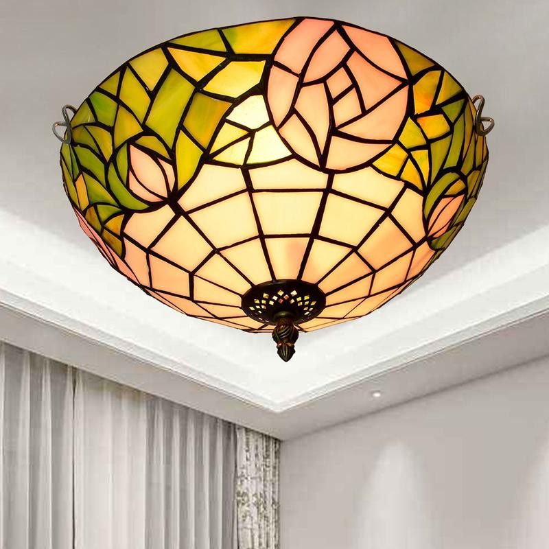 12 Inch Mediterranean Retro Stained Glass Ceiling Light