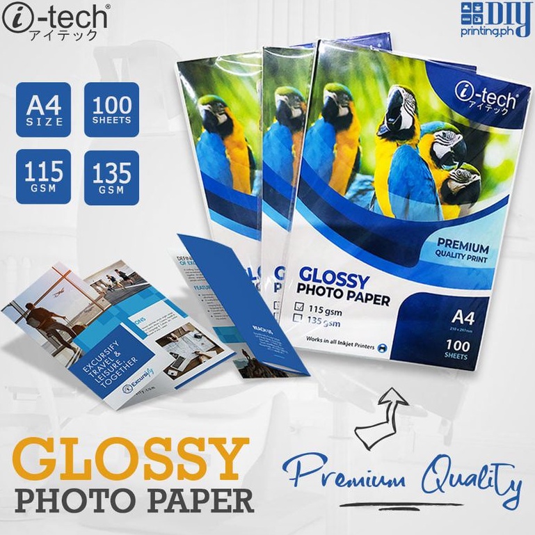 itech Photo Paper A4 100 sheet 115/ 135 Gsm Glossy advertising