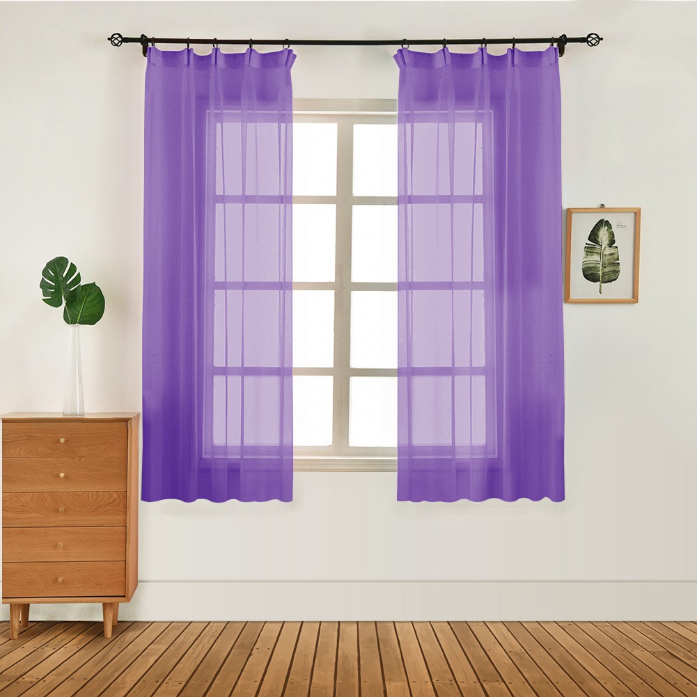 Napearl 100x130 Short Sheer Transparent Curtain Plain Tulle Voile
