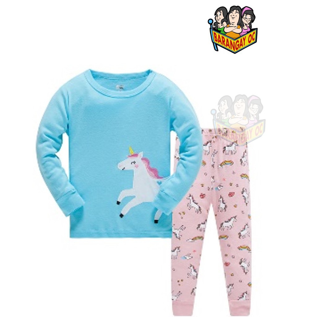 OC_Light Blue Unicorn Pajama Set | Shopee Philippines