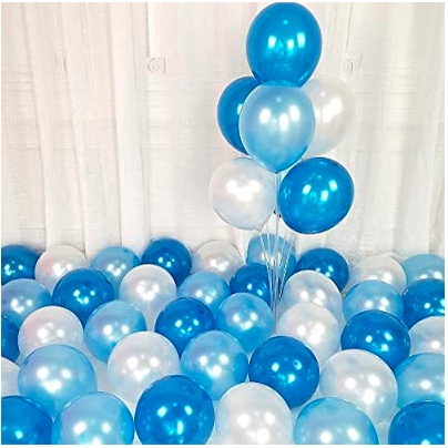 Tri Color (30Pcs) 10inch Dark Blue Light Blue and White Balloons Theme ...