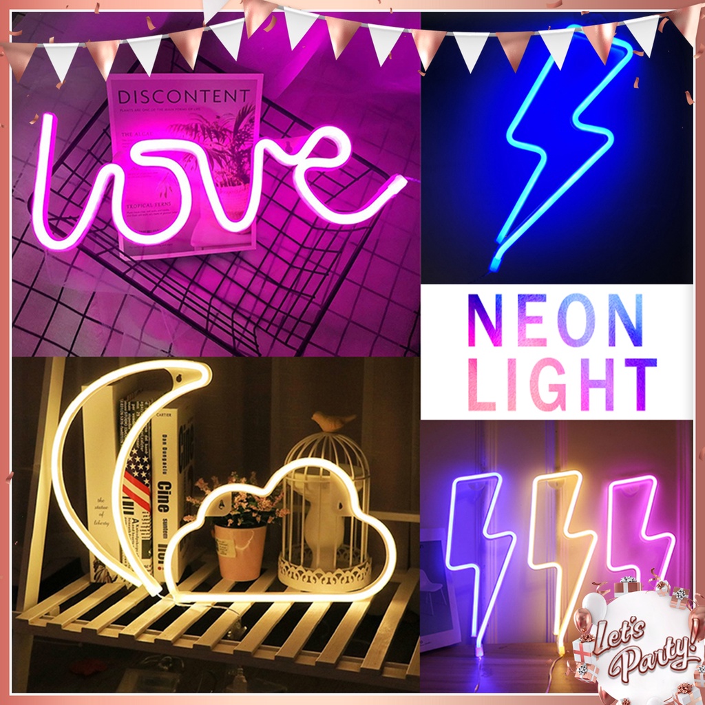 Battery Led Neon Night Light Decor Wall Lamp Party Bedroom Bar | Shopee ...