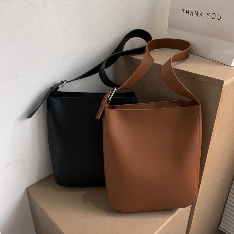 Solid Leather Shoulder Bags for Women Korean Fashion Tote Bag Trendy