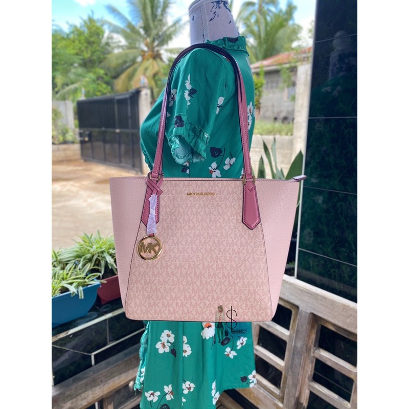 Michael Kors Kimberly Small Bonded Tote Bag in Rose Mono Pink Pebbled  Leather with Top zip closure | Shopee Philippines