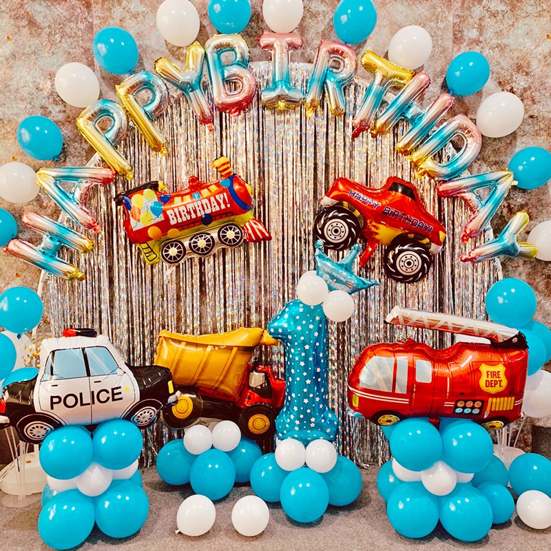 stockBoy's car-themed birthday arrangement decorated with balloon background  wall baby children's p | Shopee Philippines