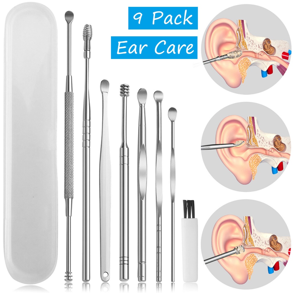 9Pcs/set Ear Wax Pickers / Stainless Steel Ear pick Wax Remover ear