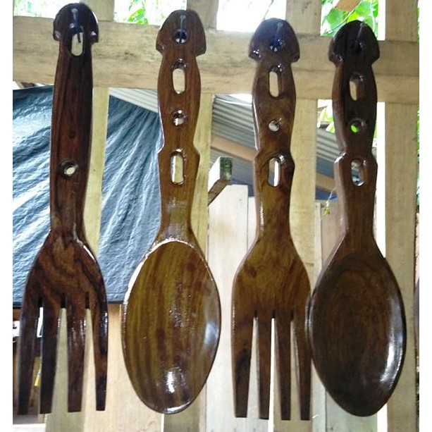 Medium Size Spoon And Fork Set Madr, Wooden Spoon And Fork Wall Decor Philippines