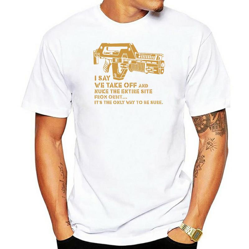 Fashion 2020 Top Tee Mens ALIENS Nuke From Orbit T-shirt M41A PULSE RIFLE FILM HICKS RIPLEY ALIEN SLOGAN Print T Shirts Men