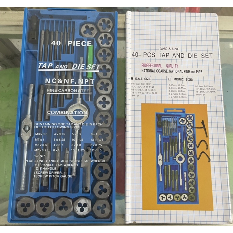 40pcs Hand Taps and Dies with Adjustable tap and dies handle screw