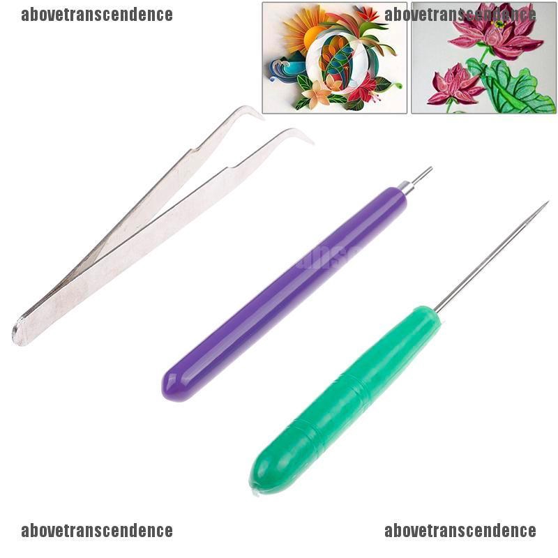 3pcs Paper Quilling Tool Set Paper Quilling Tools Set For Decoration Tweezer Needle Pins Slotted Pen 