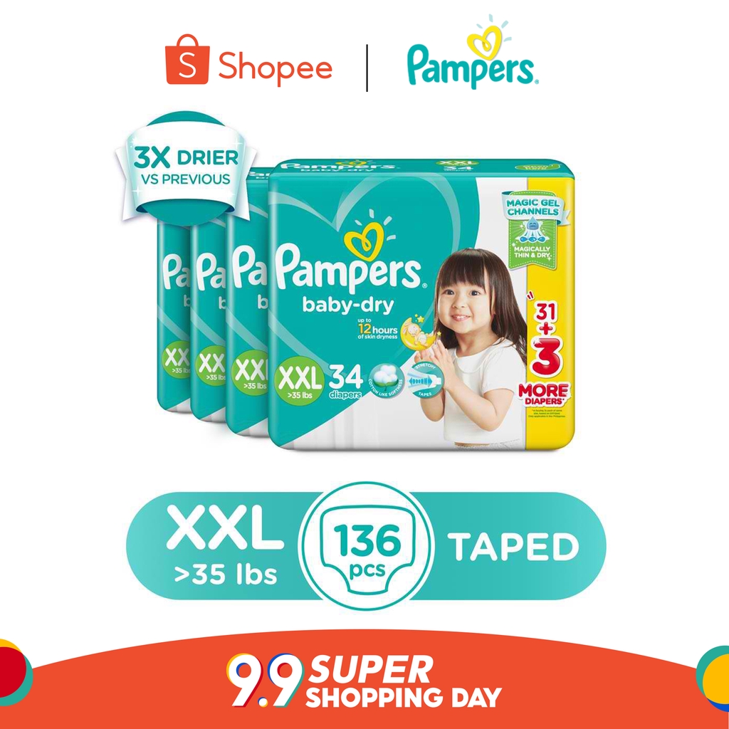 Pampers Baby Dry Taped Diapers XXL 34s x 4 packs Shopee Philippines