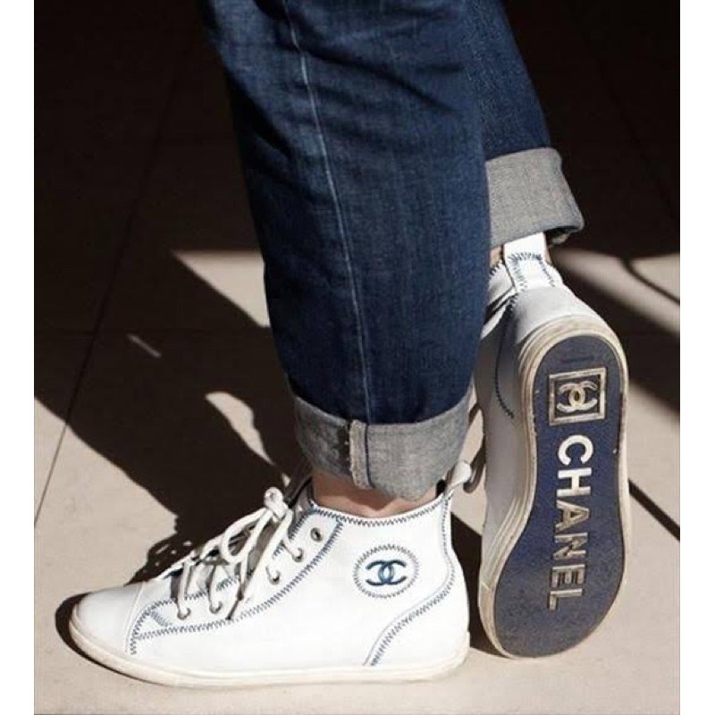 chanel white high top sneakers