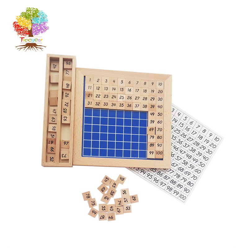 Wooden Montessori Hundred Board Math 1 To 100 Consecutive Numbers Counting Toy