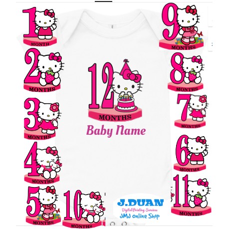 h kitty baby monthly milestone onesies for baby girl set or retail plus free print of baby name shopee philippines