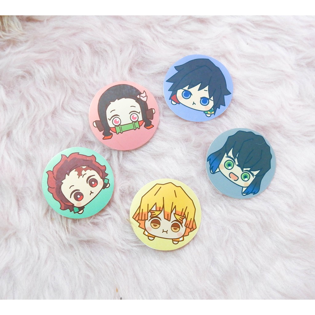 kimetsu no yaiba demon slayer character chibi face sticker set set of 5 glitter finish shopee philippines