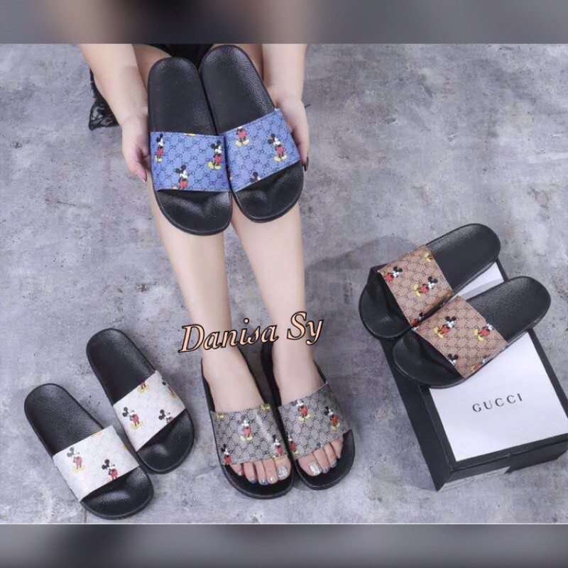gucci mickey slides womens
