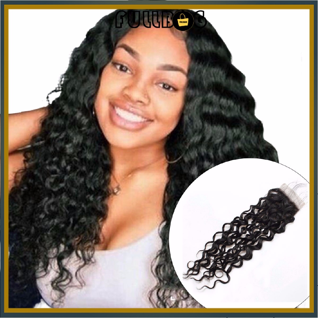 Limited Sales Brazilian Water Wave Human Hair Lace Closure 4x4