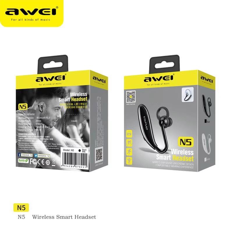 Romantic partys Awei N5 Wireless Earphone Headphone InEar Smart