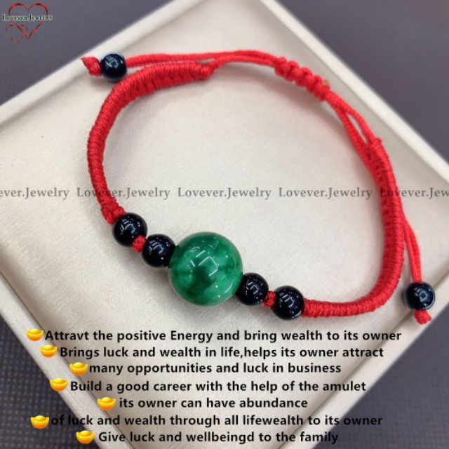 Jade Beads Red String Rope Bracelet Good Luck Lucky Success Moral ...