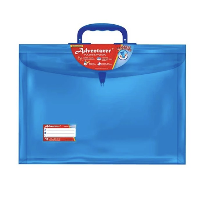 ADVENTURER PLASTIC EXPANDING ENVELOPE LONG COLORED W/HANDLE PUSH LOCK