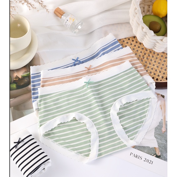 Japanese Thread Stripe Women Panties Oversized 100kg Fat MM Panty