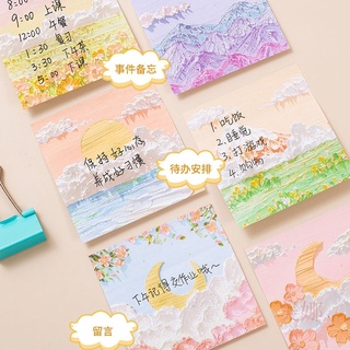 School Supplies Oil Painting Sticky Notes ins Style Simple Note Paper Japanese Strong Cute High-Value #6